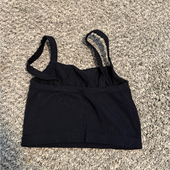 Colsie Black Ribbed Crop Top - Picture 3 of 3